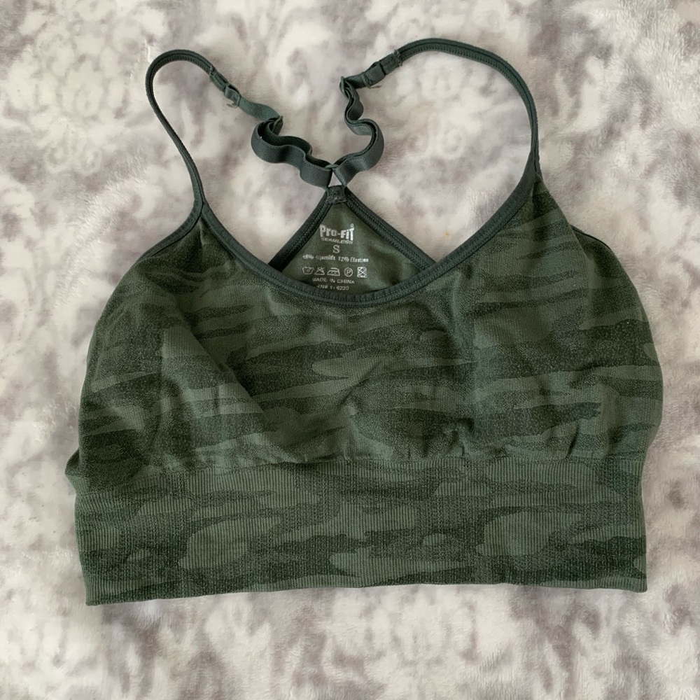 Camo green sports bra